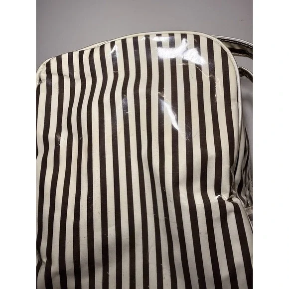 Vintage Henri Bendel Centennial Stripe Large Clear Vinyl Makeup Bag 12 X 9 X 4" - Picture 10 of 16